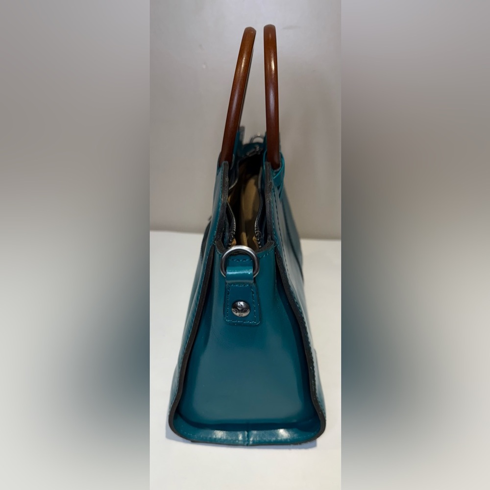 Patricia Nash Turquoise Leather Hand Bag with Detachable Crossbody Strap - Picture 4 of 5